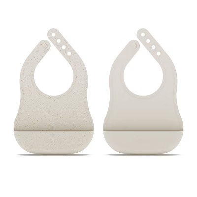 Lalo 2pk Silicone Bibs - Oatmeal | Target