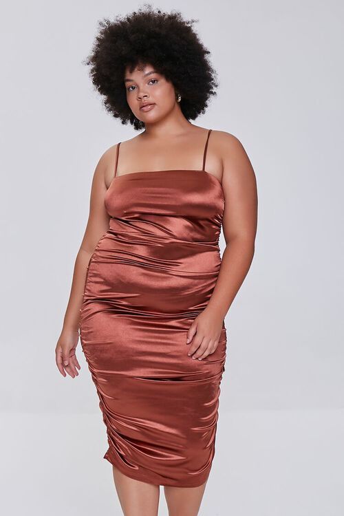 Plus Size Satin Ruched Mini Dress | Forever 21 (US)