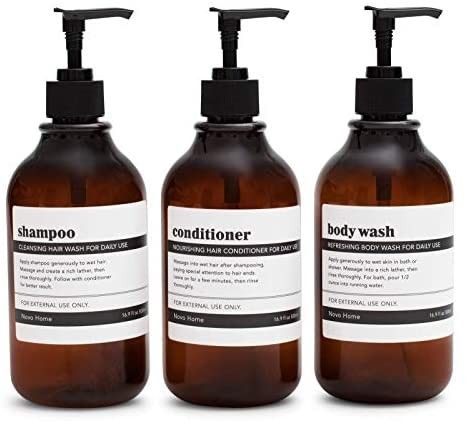 MaisoNovo Apothecary Dispenser Bottle for Bathroom and Kitchen - Refillable for Shampoo Lotion Oil S | Amazon (US)