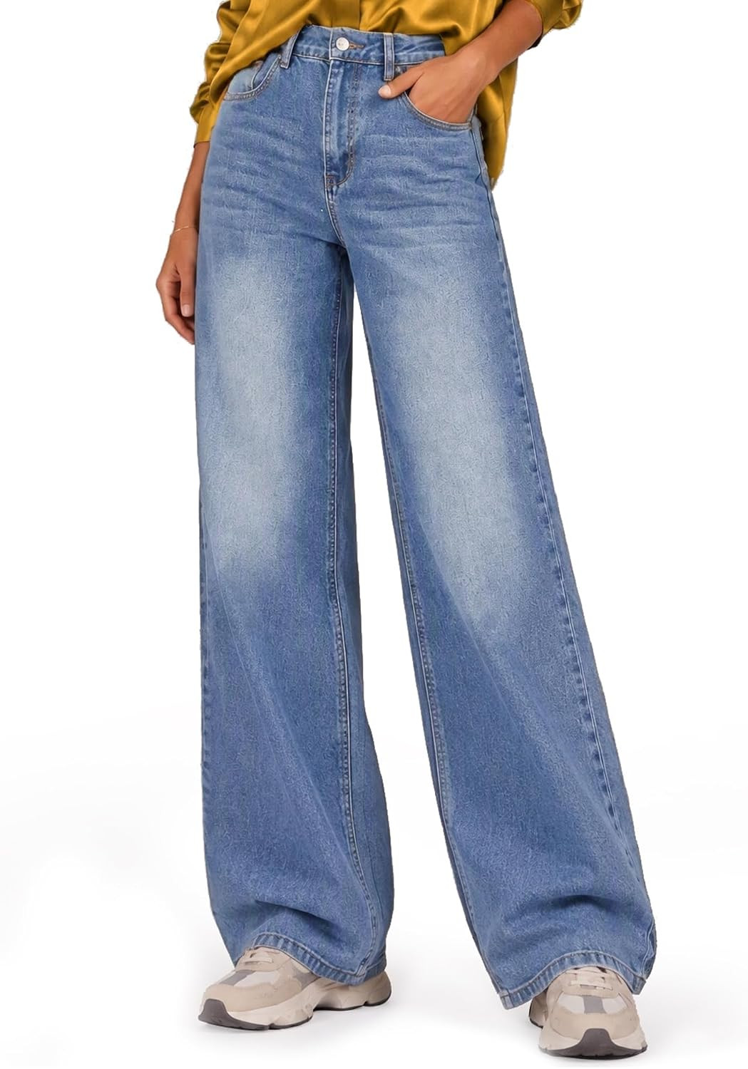 Womens Wide Leg Jeans High Waisted Stretch Denim Pants Loose Fit Casual Baggy Jeans with Classic 5 Pockets | Amazon (US)