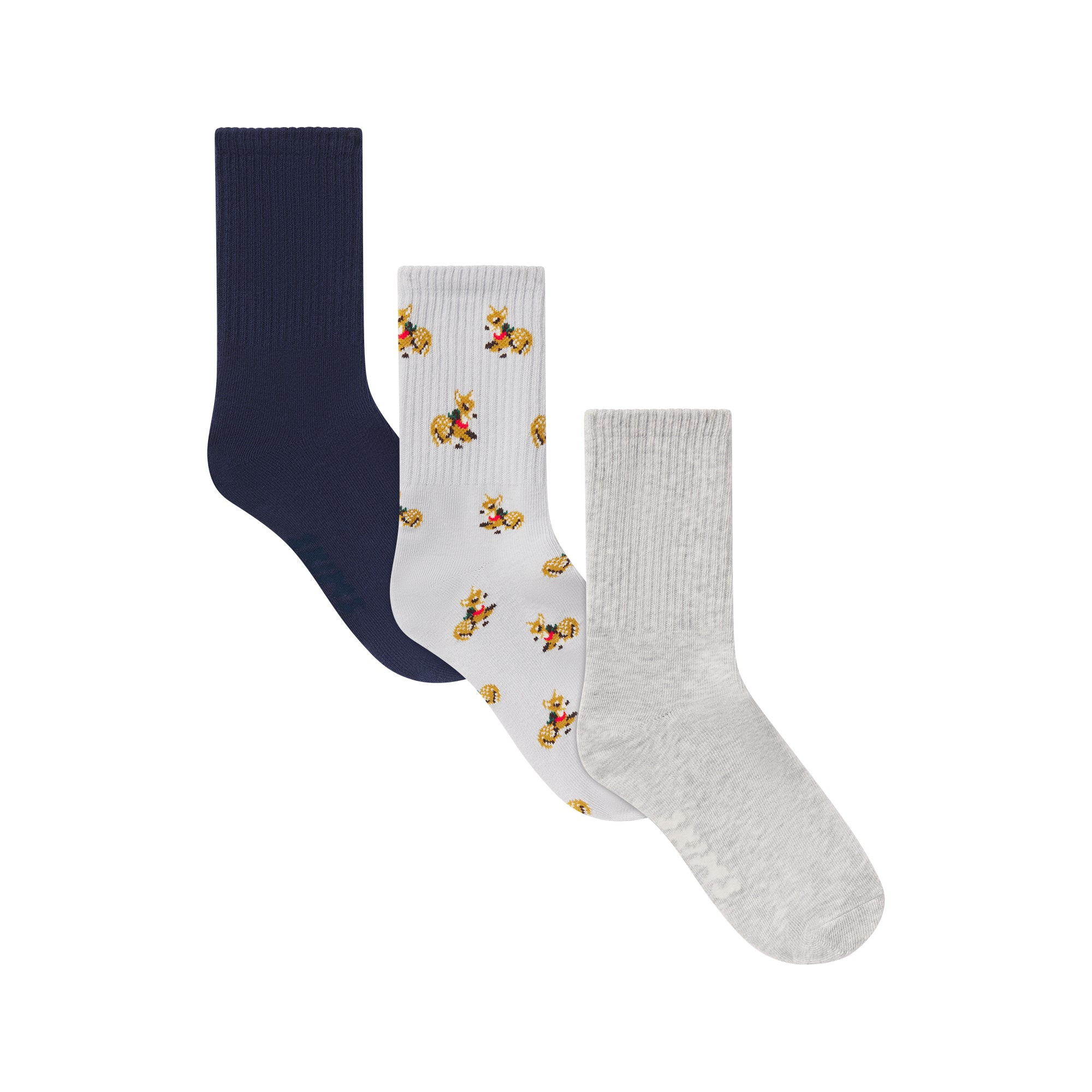 RIBBED CREW SOCK 3-PACK | ZEN BABY DEER MULTI | SKIMS (US)