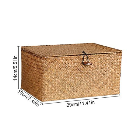 2PCS Straw Storage Container Natural Water Hyacinth Bins Rectangular Basket Cosmetic Desktop Toys Or | Walmart (US)