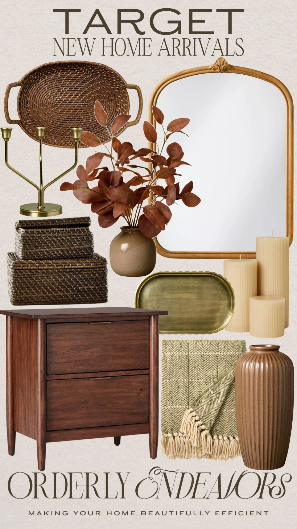 New at Target includes throw blanket, vase, end table, fluted candle, gold tray, decorative boxes, faux arrangement, candelabra, decorative basket, and mirror.

Home decor, fall home decor, new home finds, Target home

#LTKStyleTip #LTKFindsUnder50 #LTKHome