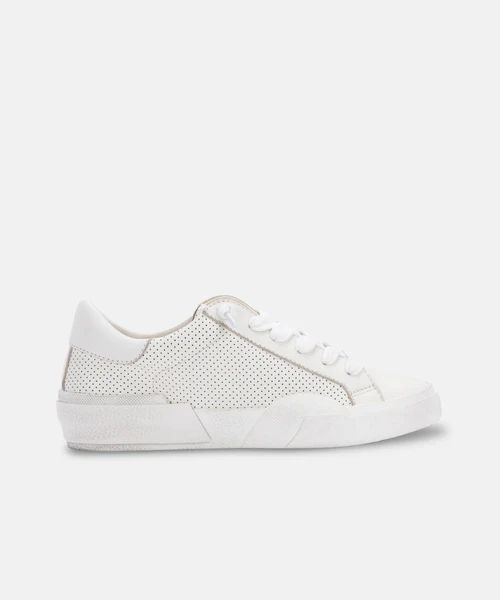 ZINA SNEAKERS IN WHITE PERFORATED LEATHER | DolceVita.com