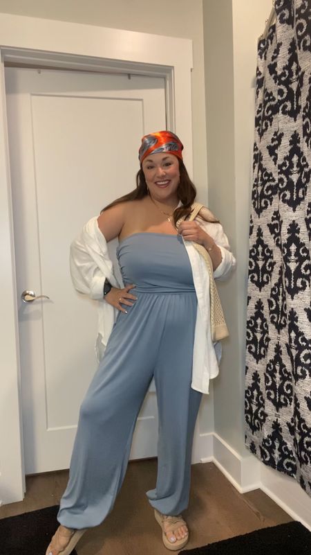 This jumpsuit is a perfect piece to style for this warm weather! It has a stretchy elastic strapless top, and a jogger style fit! It even has POCKETS! I’m wearing the XL, but could’ve sized down to the large! 

#LTKMidsize #LTKFindsUnder50 #LTKSaleAlert