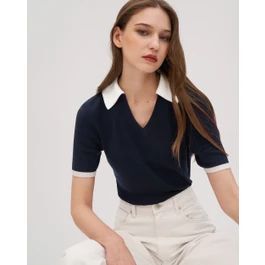 Timeless Mei Silk Knit Polo | LilySilk