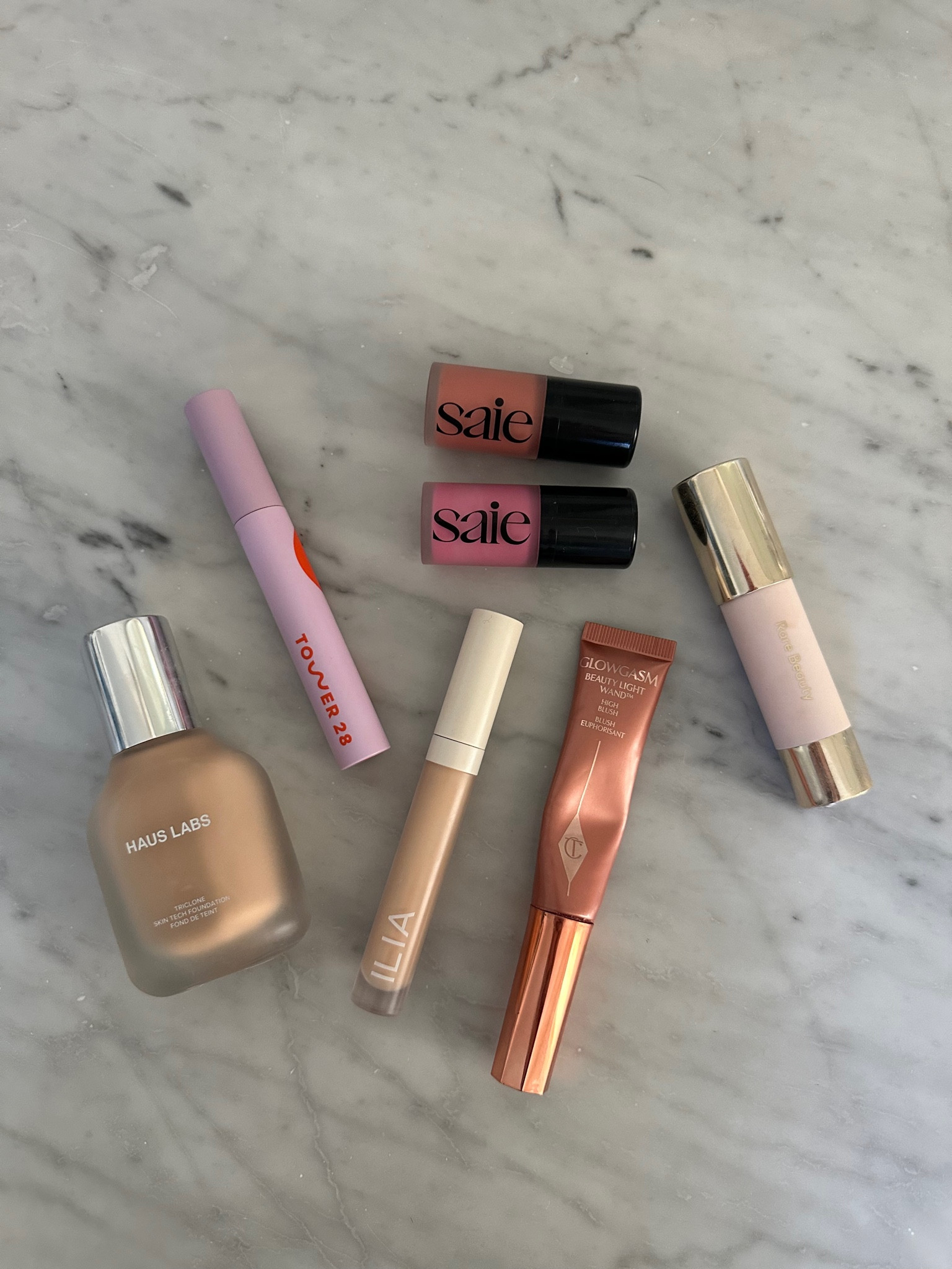 My current every day favorites! - Haus Labs Foundation in shade 210 Light Medium Neutral - Ilia True Skin Serum Concealer in shade Arrowroot - Rare Beauty Warm Wishes Effortless Bronzer Stick in shade Power Boost - Charlotte Tilbury Beauty Highlighter Wand in shade Pinkgasm - Saie Dew Blush Blendable Liquid Blush in shades Rosy & Dreamy - Tower 28 MakeWaves Lengthening + Volumizing Mascara in shade Jet 

#LTKbeauty #LTKfindsunder50 #LTKstyletip