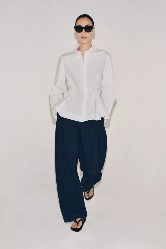 ZW COLLECTION PEPLUM POPLIN SHIRT | Zara US