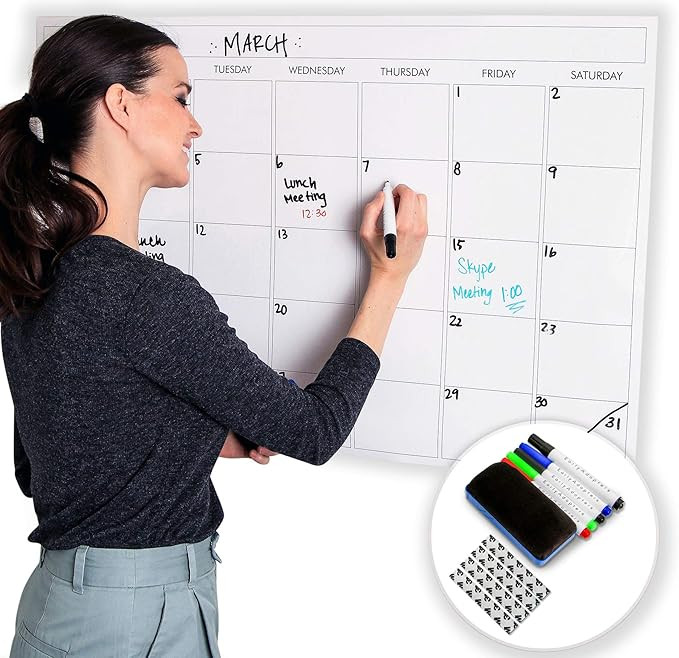 Large Dry Erase Laminated Wall Calendar 24” Inch by 36” Inch Size by Earlyadopters | [2019 NE... | Amazon (US)