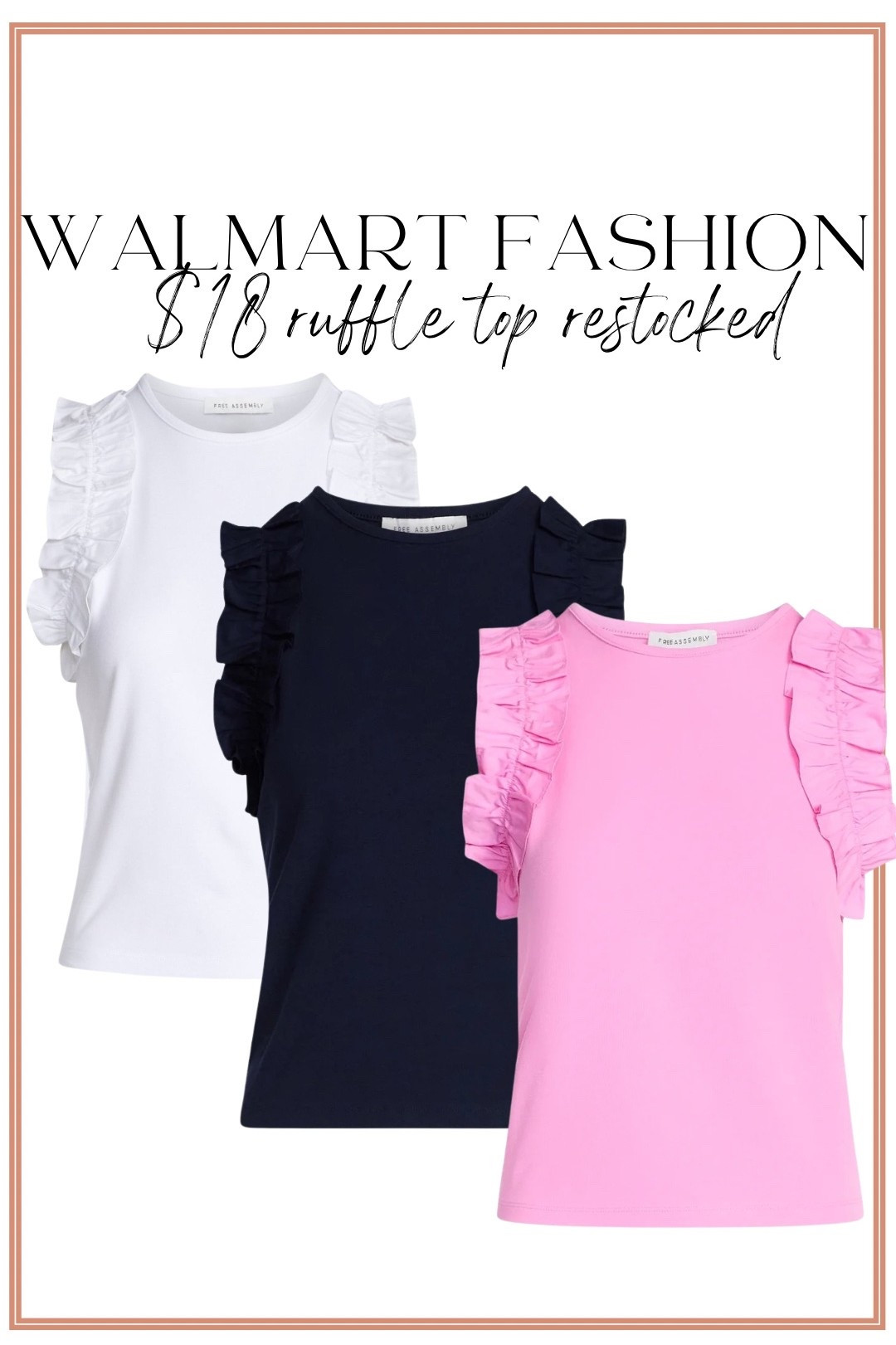 This Walmart top is back… and it’s one of my favorite basics! 🤍✨

If you missed this adorable ruffle sleeve top the first time, now’s your chance! It’s finally restocked and still only $18. The flattering fit, feminine ruffle details, and soft fabric make it one of those tops you’ll reach for all season long.

I love that it easily dresses up with skirts or white denim, but looks just as cute with your favorite shorts for an effortless everyday outfit. It comes in white, navy, and the prettiest pink, and honestly… I can’t pick a favorite! 💕

✨ $18
🤍 Restocked in all three colors
✨ Easy to dress up or down
☀️ Perfect for summer outfits, vacations, brunch, work, and everyday wear

#WalmartFashion #WalmartFinds #FreeAssembly #AffordableFashion #SummerStyle #SummerOutfits #WalmartStyle #RuffleSleeveTop #CapsuleWardrobe #EverydayStyle #CasualChic #BudgetFriendlyFashion #OOTD #FashionFinds #WomenStyle #SummerWardrobe #ClassicStyle #AffordableStyle

#LTKootd #LTKPetite