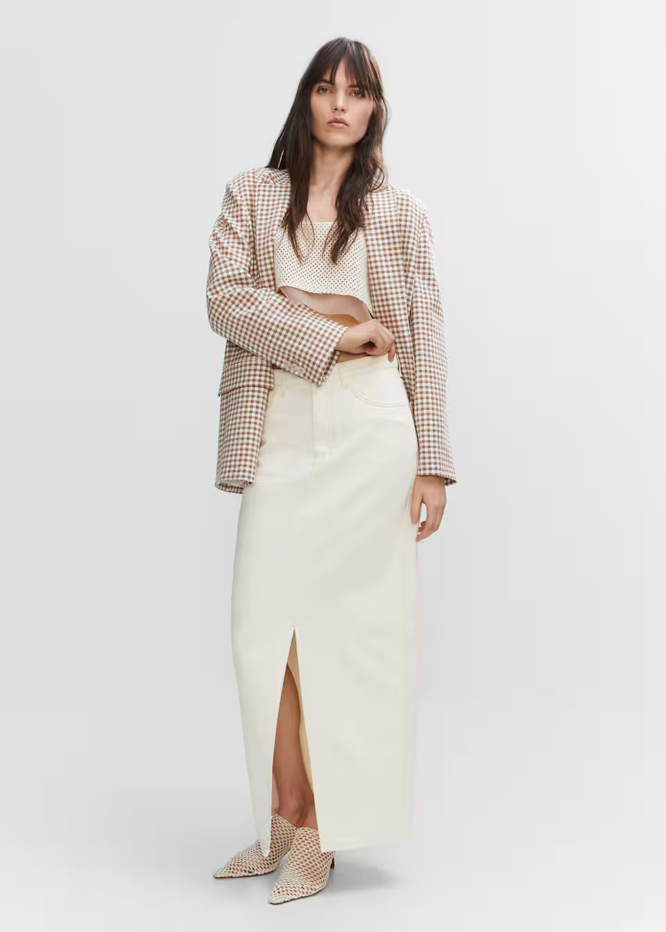 Slit denim skirt | MANGO (US)