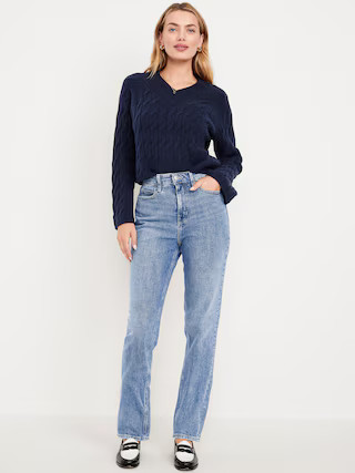 Extra High-Waisted Straight Jeans | Old Navy (US)