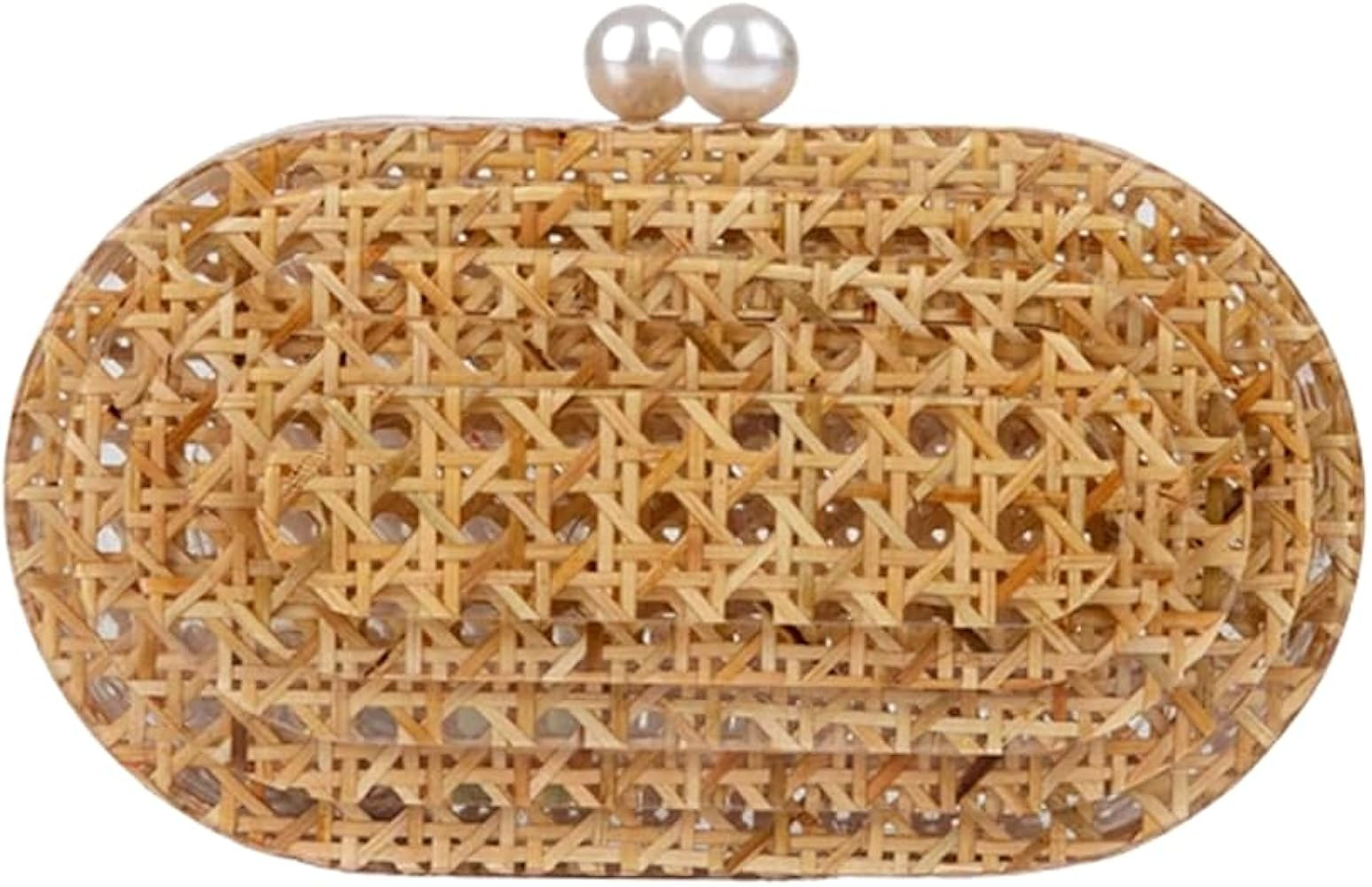 Women Acrylic Rattan Clutch Purse Rattan Woven Evening Bag Wedding Party Purse Summer Beach Wicke... | Amazon (US)