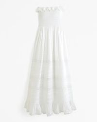 Women's Lace-Trim Strapless Maxi Dress | Women's Clearance | Abercrombie.com | Abercrombie & Fitch (US)