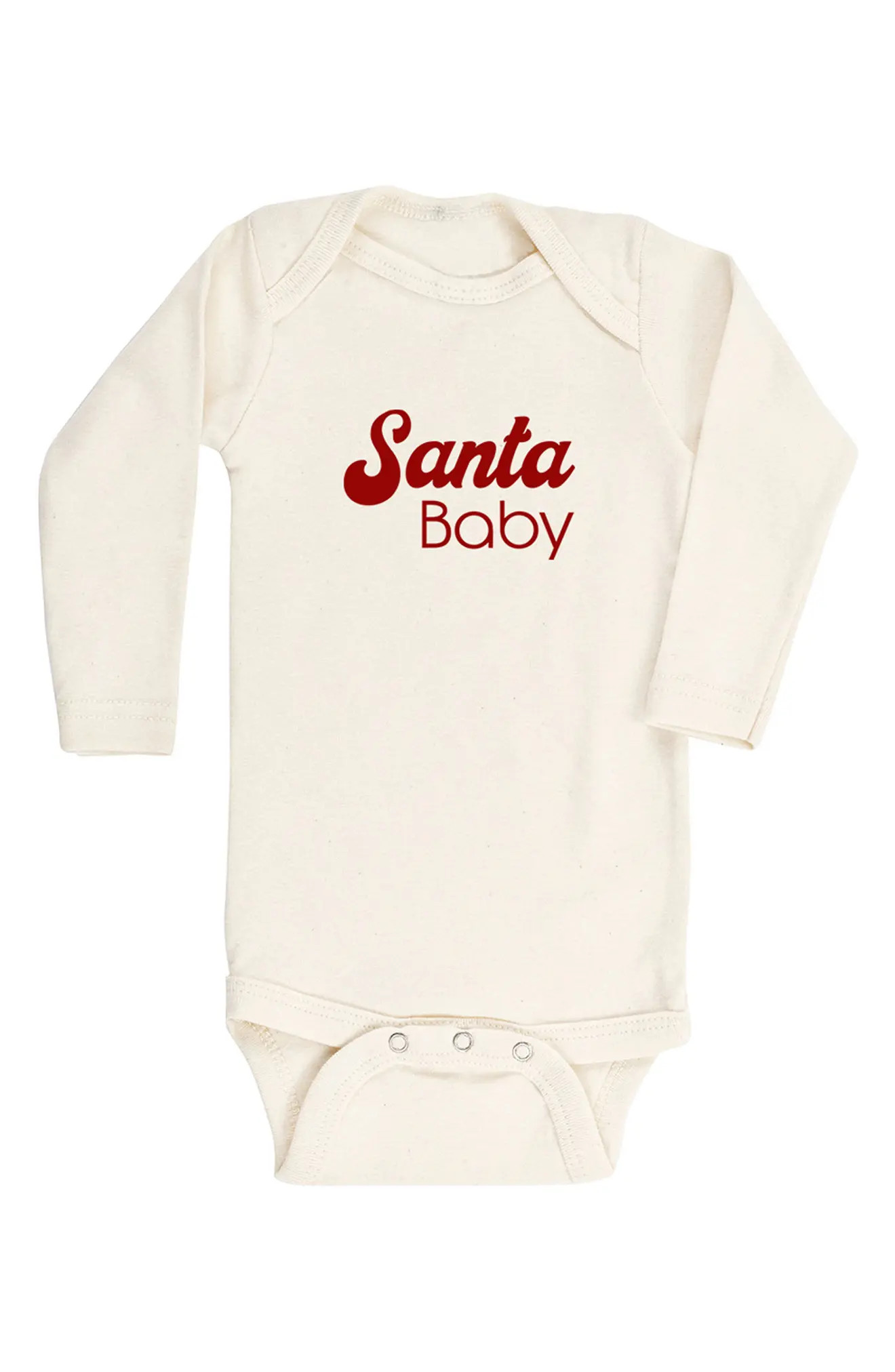 Tenth & Pine Santa Baby Organic Cotton Long Sleeve Bodysuit, Size 6-12M in Natural at Nordstrom | Nordstrom