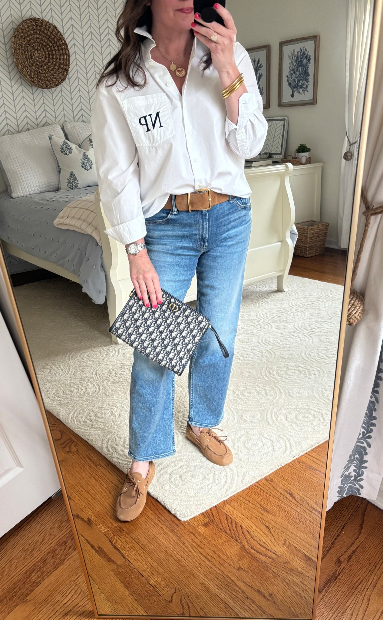 Personalize a classic button down with an embroidered monogram! An easy way to elevate your look! 