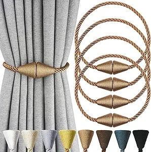 Nieffeiy 4 Pack Magnetic Curtain Tiebacks Rope Modern Handmade Curtain Tie Backs Decorative Drape... | Amazon (US)