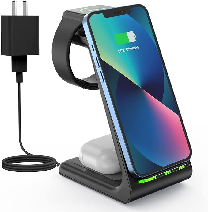 Wireless Charger Stand, CIYOYO 3 in 1 Fast Wireless Charging Station Dock for Apple Watch 8/7/6/S... | Amazon (US)