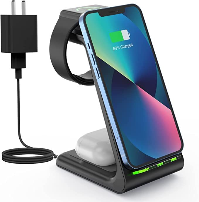 Wireless Charger Stand, CIYOYO 3 in 1 Fast Wireless Charging Station Dock for Apple Watch 8/7/6/S... | Amazon (US)