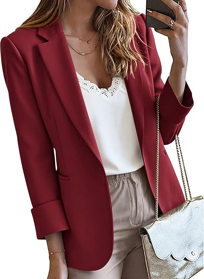 KIRUNDO Blazers for Women Business Casual Long Sleeve Open Front Lapel Suit Jackets Office Work B... | Amazon (US)