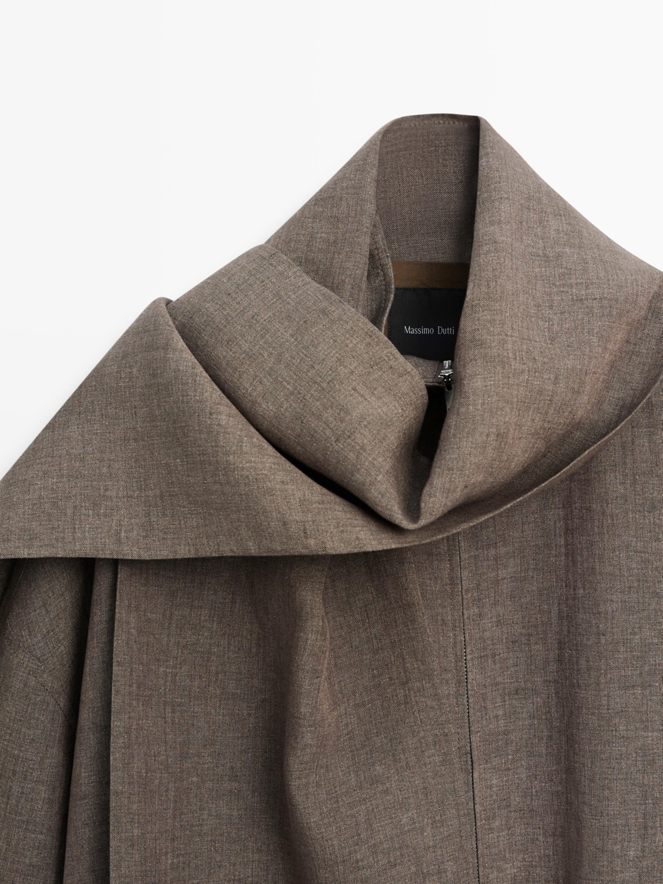 Bomberjacke aus Leinen-Melangefoulard | Massimo Dutti DE