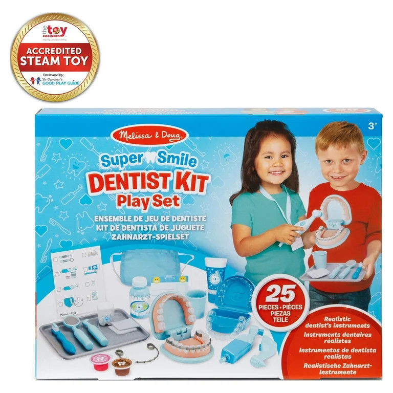 Melissa & Doug Super Smile Dentist Kit With Pretend Play Set of Teeth And Dental Accessories (25 ... | Walmart (US)