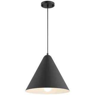 Access Lighting Ford 10 -Watt 1-Light Matte Black Cone Pendant Light with Steel Shade and LED Bul... | The Home Depot