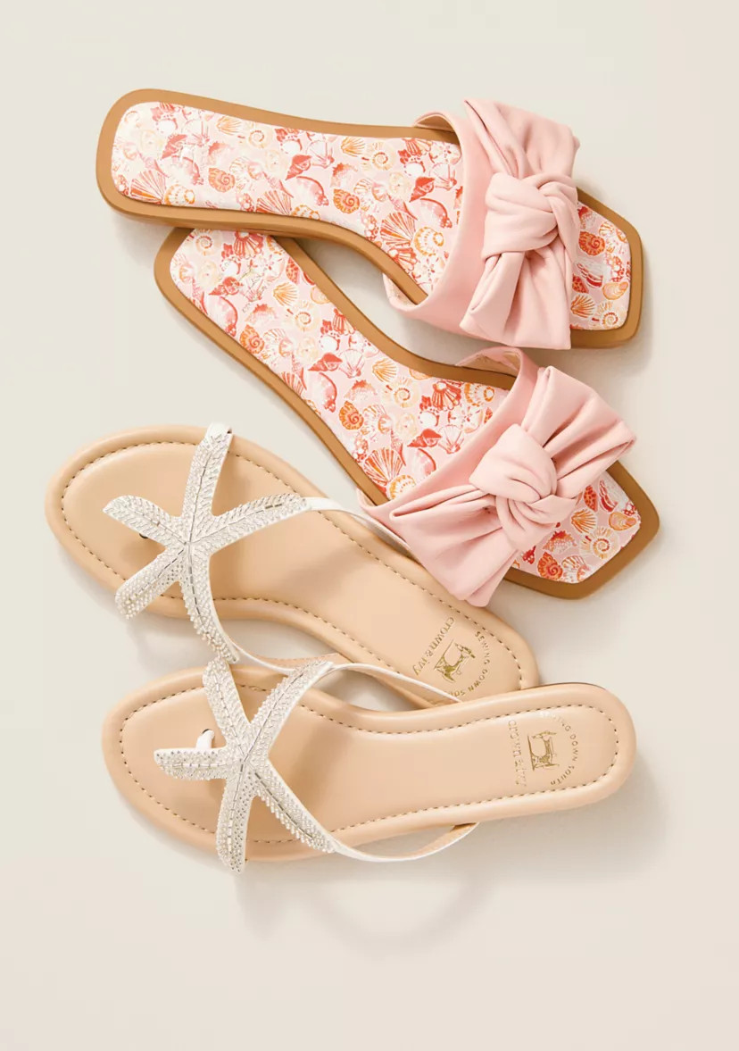Sewing Down South x Crown & Ivy\u2122 Sunchaser Beaded Starfish Thong Sandals | Belk