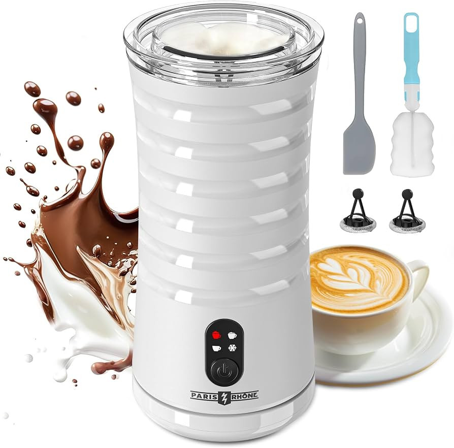 Milk Frother, Paris Rh\u00f4ne 4-in-1 Milk Frother and Steamer, Ergonomic Stylish Design, Hot & C... | Amazon (US)