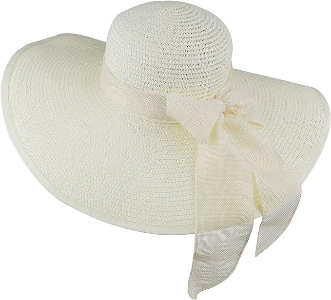 DRESHOW Womens Bowknot Straw Hat Foldable Beach Sun Hat Roll up UPF 50+ | Amazon (US)