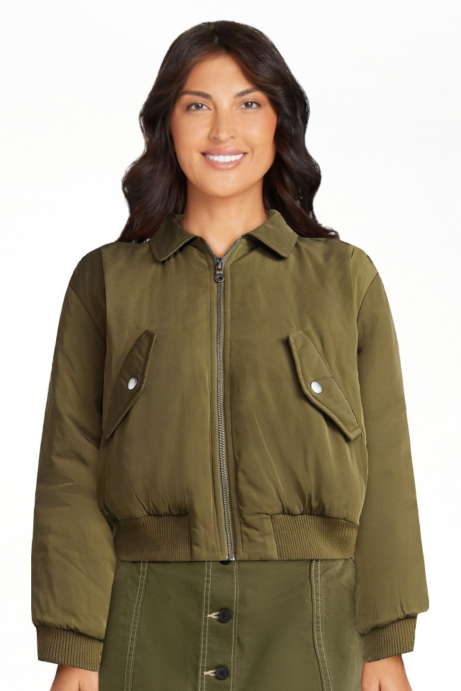 Scoop Women's Cropped Bomber Jacket, Midweight, Sizes XS-XXL | Walmart (US)