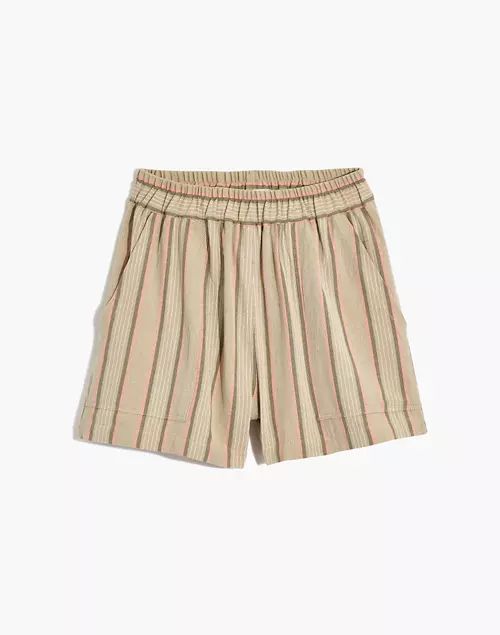 Madewell x Oddbird Striped Linen-Cotton Lounge Pull-On Shorts | Madewell