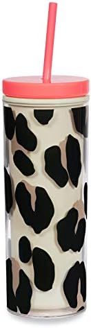 Kate Spade New York Insulated Tumbler with Reusable Straw, Leopard Print 20 Ounce Acrylic Travel ... | Amazon (US)