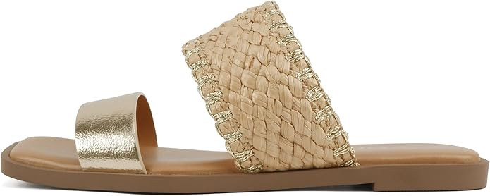 Soda Lysett ~ Women Square Toe Double Band Lug Slide Sandals | Amazon (US)