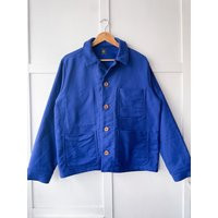 1950S Style Moleskin Chore Jacket - Made in England French Workwear Coat Classic Blue Wooden Buttons | Etsy (US)