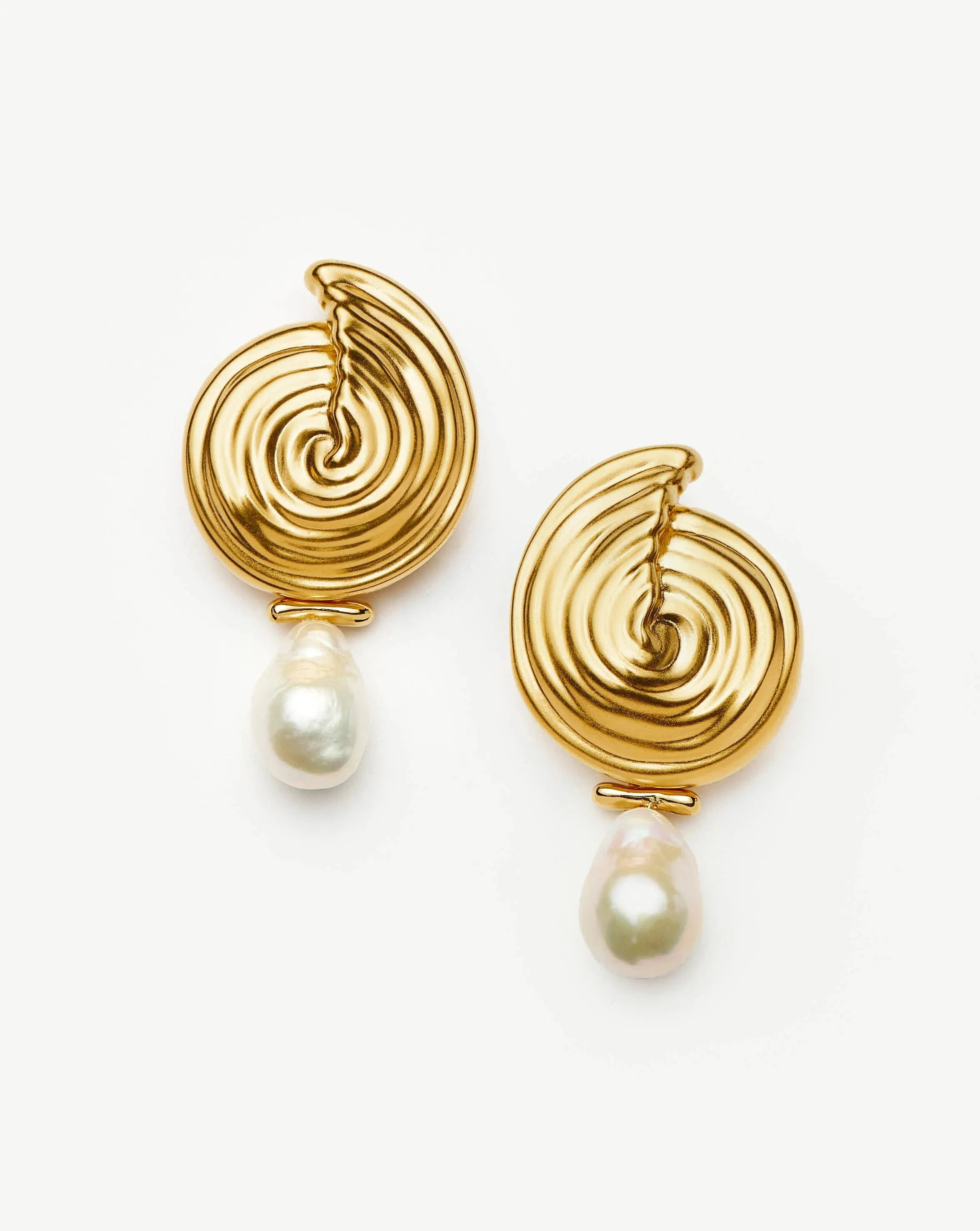 Spiral Interchangeable Pearl Drop Earrings | Missoma UK | Missoma UK