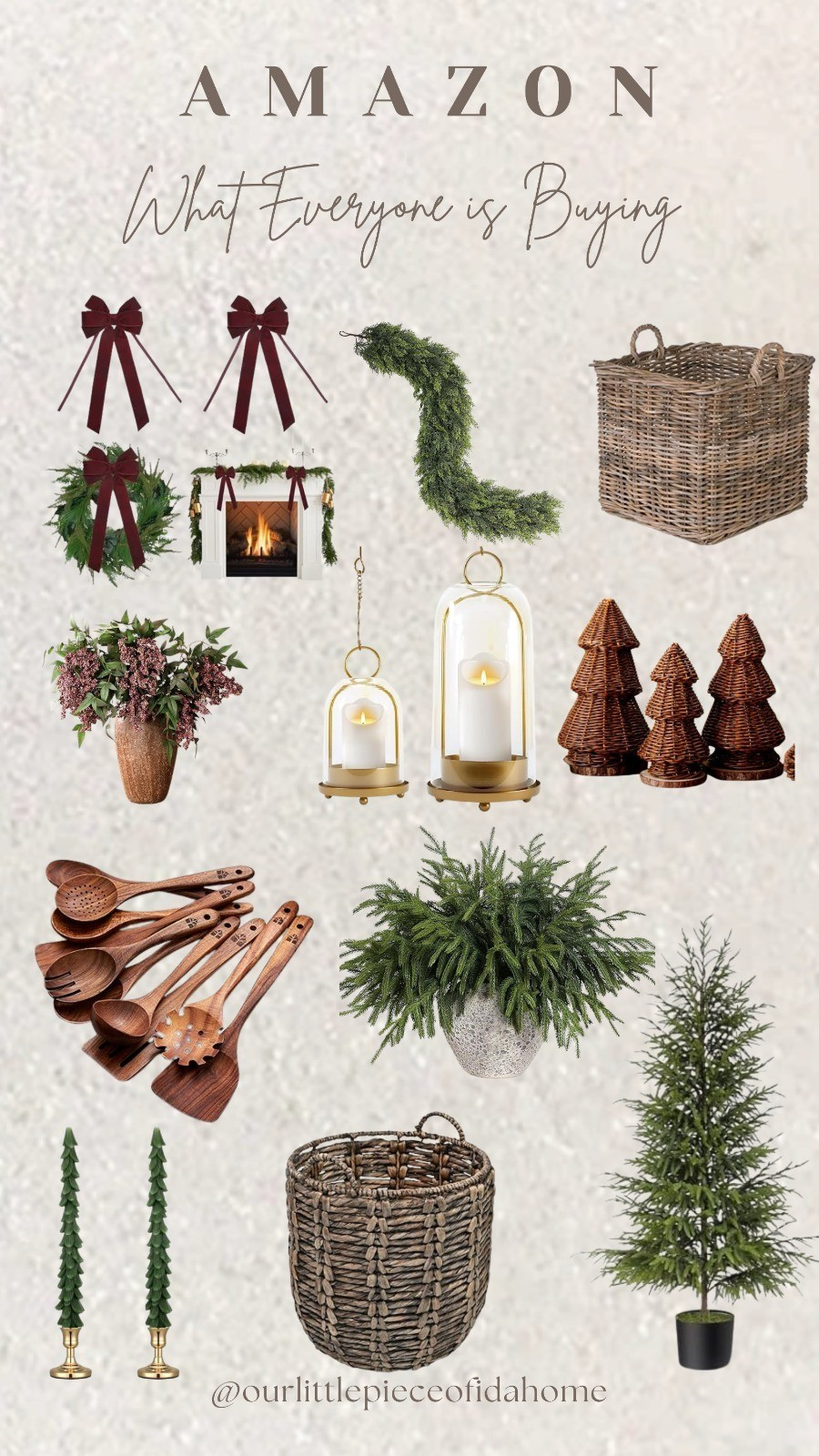 A little round up of what everyone is loving right now from affordable garlands, Norfolk stems, mini Cypress trees, my best selling teak utensil set that’s non-toxic. Q rattan boxes and can’t forget about my new is fine. These pottery barn dupe brass candle holders

#LTKHome #LTKHoliday #LTKSeasonal