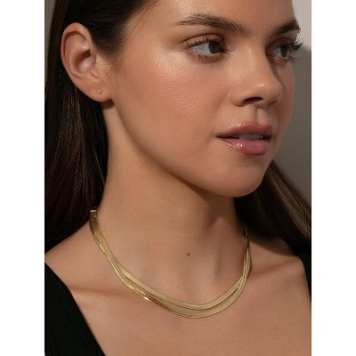Uncommon James Double Layer Herringbone Chain Necklace Gold | Target
