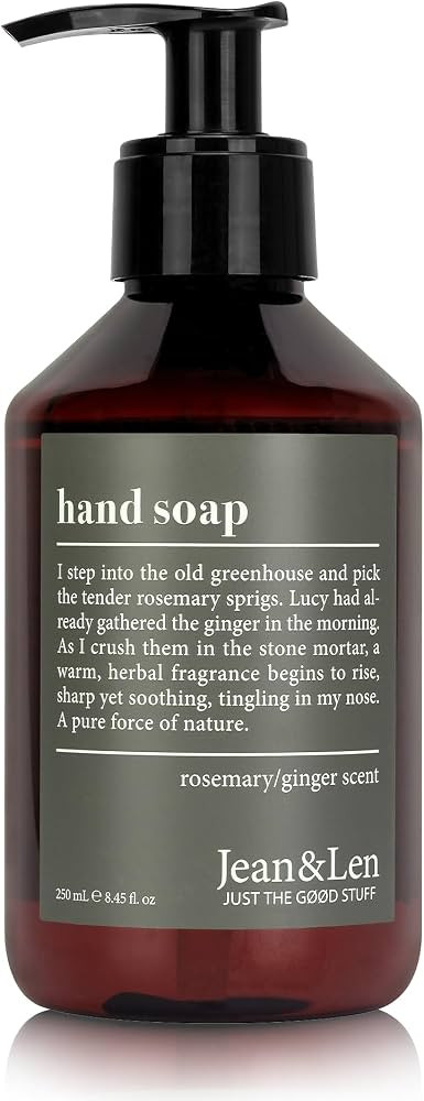 Jean & Len Hand Soap Rosemary & Ginger, gently cleanses stressed hands, suitable for daily use, l... | Amazon (US)