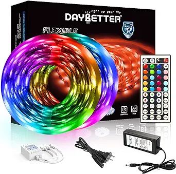 DAYBETTER Led Strip Lights 32.8ft 5050 RGB LEDs Color Changing Lights Strip for Bedroom, Desk, Ho... | Amazon (US)