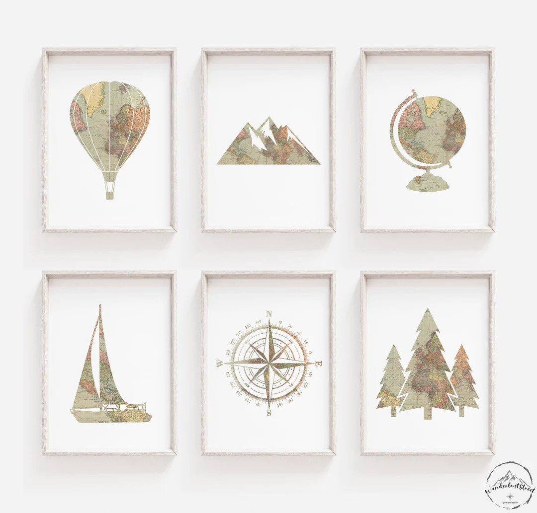 Travel Nursery Decor Adventure Nursery Prints Hot Air - Etsy | Etsy (US)