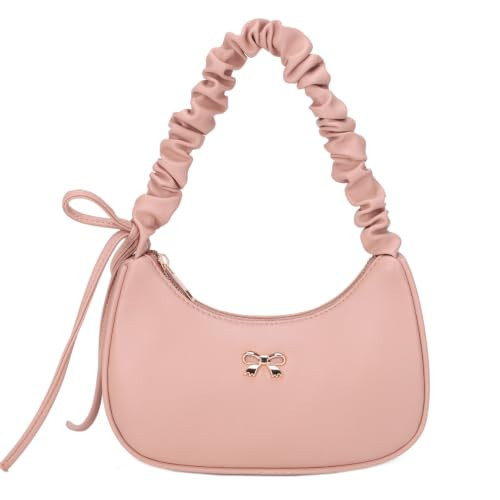SUGU Women's Small Hobo Shoulder Bag, Mini Underarm Purse with Bow Charm | Amazon (US)