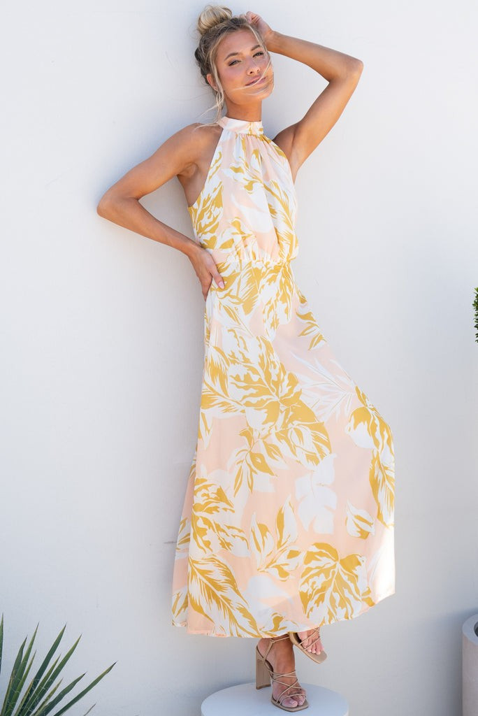 Beautiful Feelings Peach Multi Maxi Dress | Red Dress 