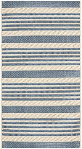 SAFAVIEH Courtyard Collection 2' x 3'7" Beige/Blue CY6062 Stripe Indoor/ Outside Waterproof Easy ... | Amazon (US)