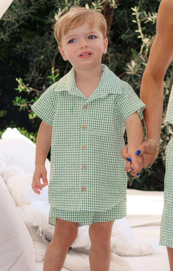 Lil Button Up Shirt ~ Field Green Gingham | Show Me Your Mumu