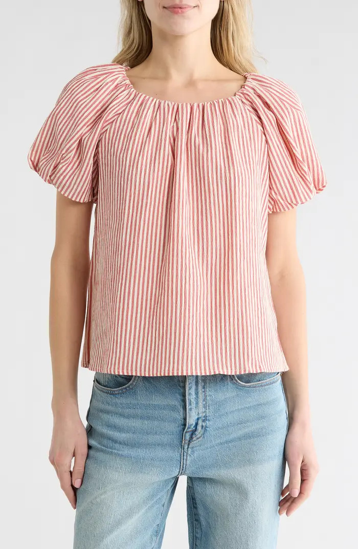Stripe Puff Sleeve Seersucker Top | Nordstrom Rack