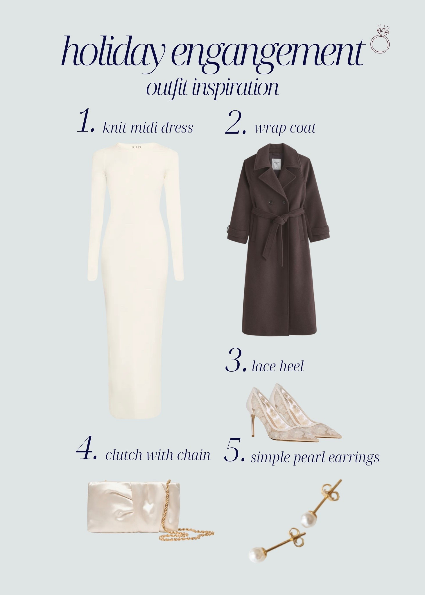 [12/4/25] holiday engagement outfit inspiration | knit midi dress + wrap coat + lace heels | timeless and chic winter engagement look. Linking similar styles as well.

[jacqmaria code is always viv15]

#LTKHoliday #LTKSeasonal #LTKWedding