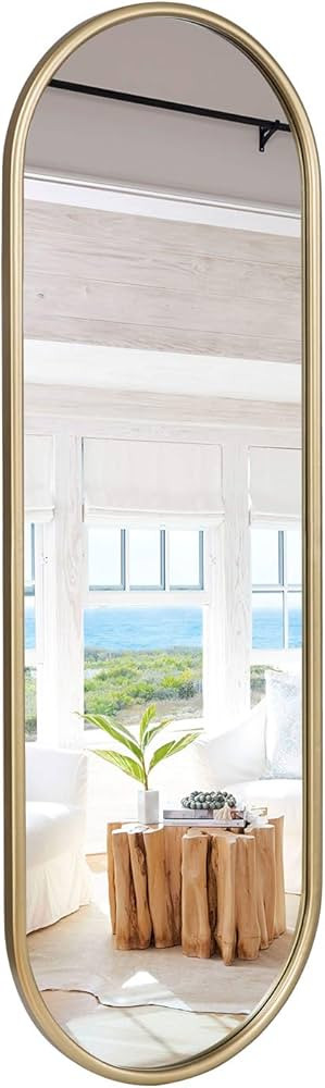 VVK Gold Full Length Oval Mirror for Wall, 47" Antique Mirror, Mirror Circle with Gold Metal Fram... | Amazon (US)