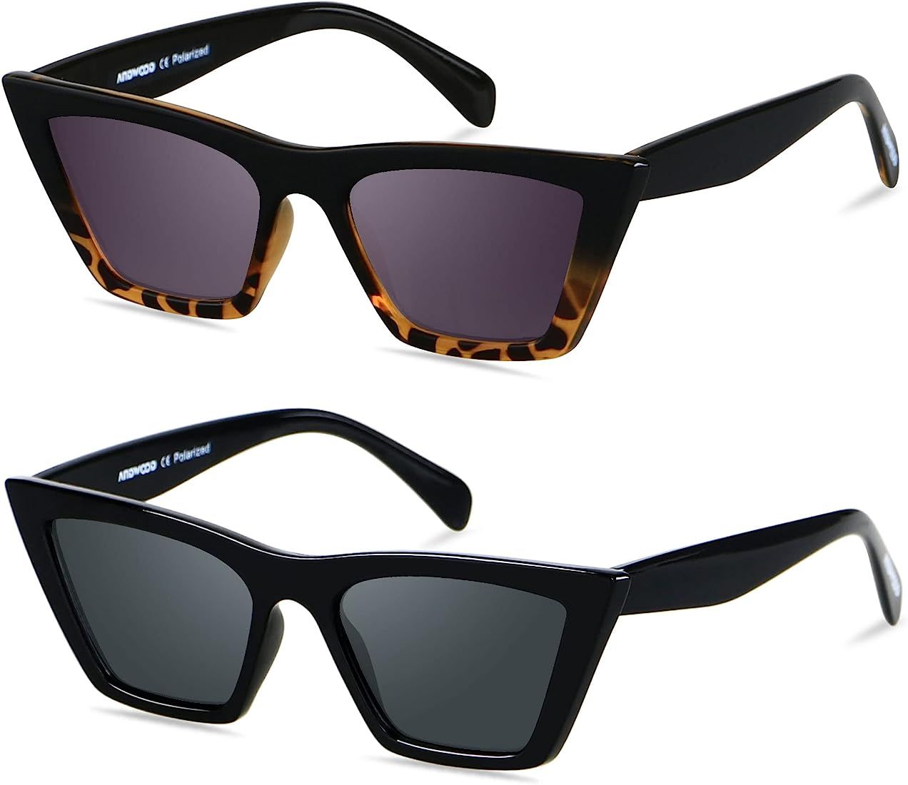 ANDWOOD Cat Eye Sunglasses for Women Polarized Cateye Frames Fashion Vintage Square Classic Retro... | Amazon (US)