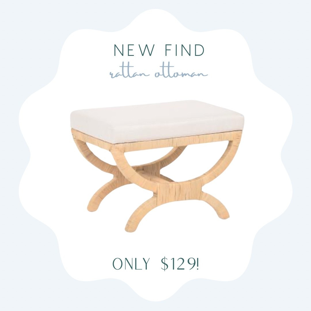 LOOK FOR LESS ✨ 

rattan ottoman with cushioned top only $129!! 

This always sells out quickly
